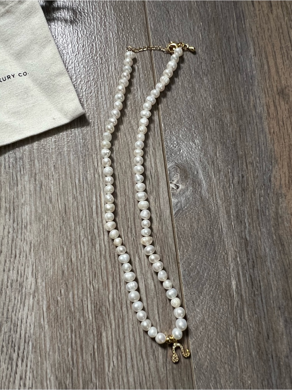 ❤️C&c Pearl Bead Necklace with Gold Leo Pendant
